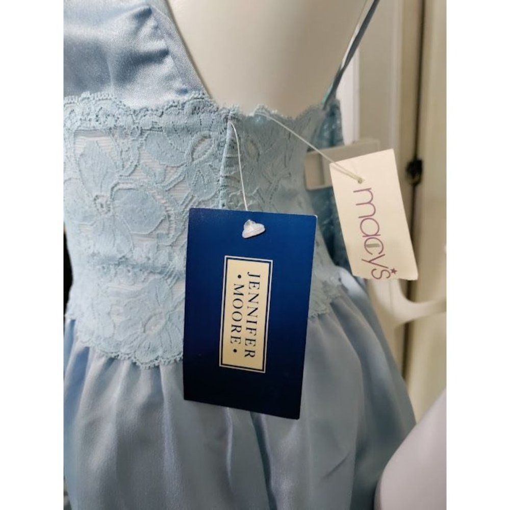 NWT Vintage Jennifer Moore Lace Trim Long Gown Satin M - Picture 3 of 8